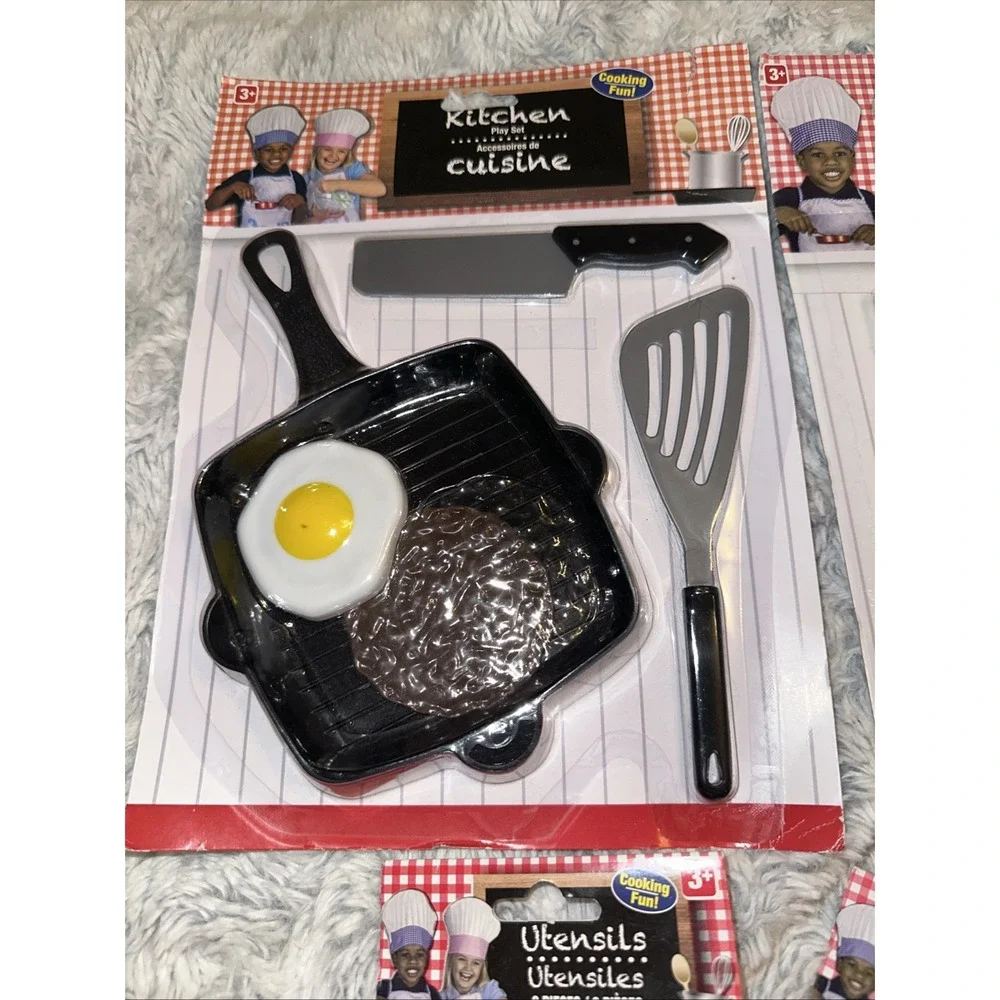 Play Food Set for Kids & Toddlers Kitchen Toy Playset Pretend Fake Pans Utensils